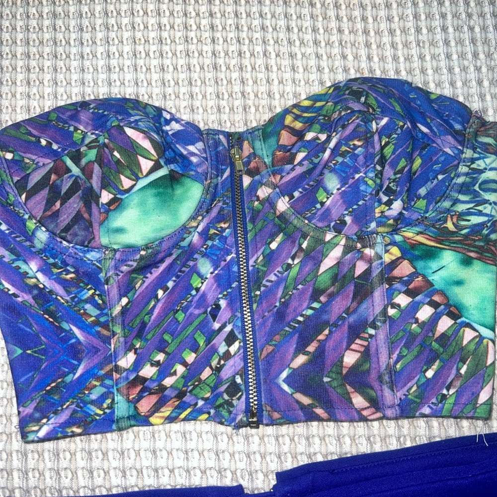 H&M Vibrant Patterned Bustier 2 Piece Set Never Worn